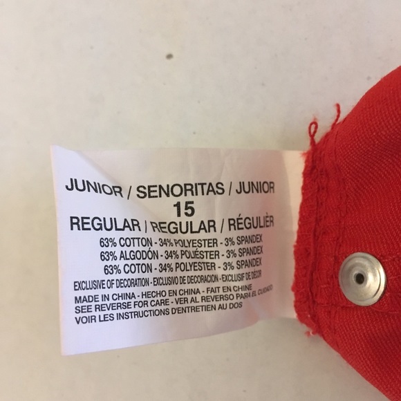 Bright Red Junior light weight jeans. Size 15. - Picture 6 of 7